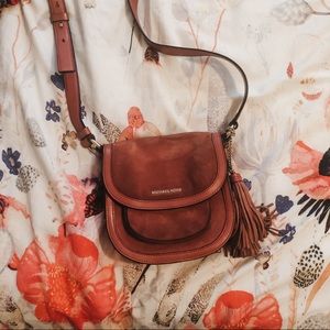 MICHAEL KORS red suede crossbody bag